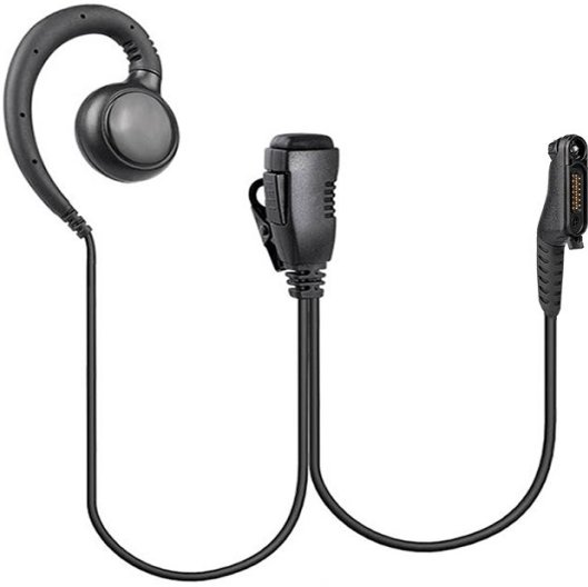 C hook earpiece with PTT